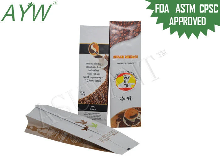 Valve Sealed Coffee Bags 8oz , Foil Lined Coffee Bean Packaging Bags For Australia Bun Coffee