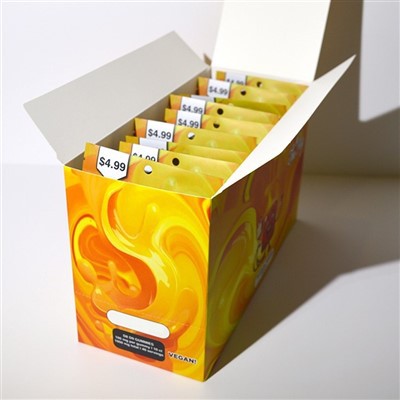 Роздрібна повна кольорова друкована їжа цукерки закуски картонного дисплея лічильника індивідуального паперового поля для паперу